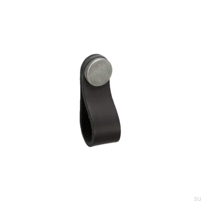 Furniture handle Flexa 70 Black Leather with Tin