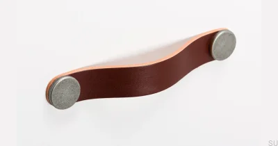 Furniture handle Flexa 160 Leather Brown with Tin