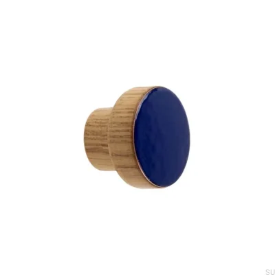Furniture knob Simple, Wooden, Enameled, Ultramarine, Colorless, Semi-matt oil