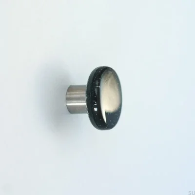 Round glass furniture knob Black