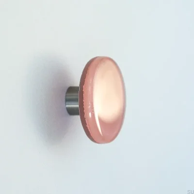 Furniture round glass knob pink