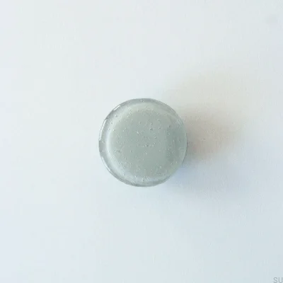 Furniture knob, round, glass, gray