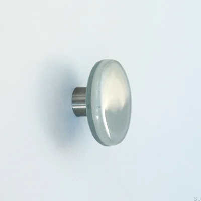 Furniture knob, round, glass, gray