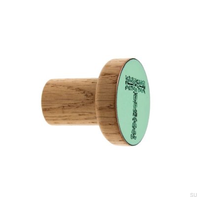 Wall hanger Wooden Alphabet Enameled Mint - Oil Colorless Semi-matte