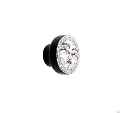 Wooden Black Enameled Faces furniture knob