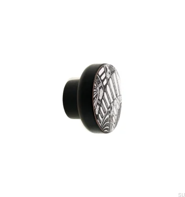 Kosmosy Wooden Black Enameled Furniture Knob