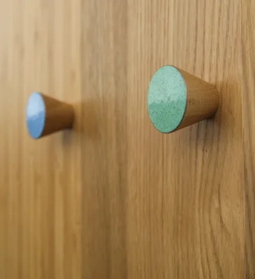 Furniture Knob Melange Wooden Blue Enamel - Oil Colorless Semi-matt