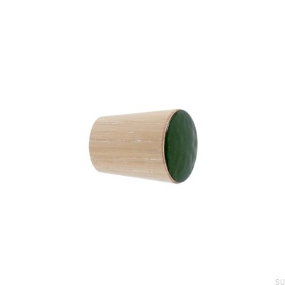 Furniture knob Simple Cone Wooden Enameled Dark Green Oil White