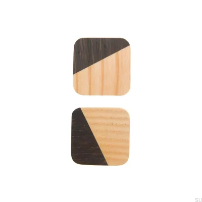 Furniture knob Just Two Square Wooden Light Brown - Colorless Semi-matt Oil
