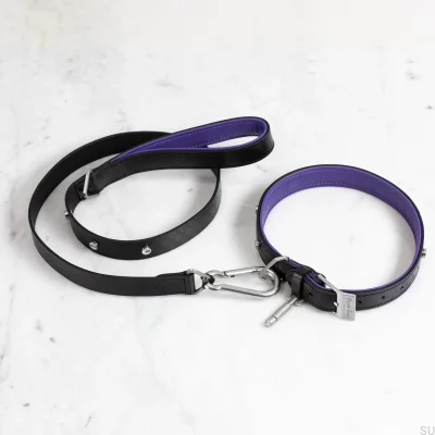 Cross 27 Leather Dog Leash Black with Silver