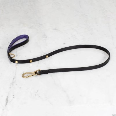 Cross 15 Leather Dog Leash Black with Gold