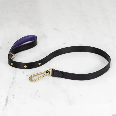 Cross 27 Leather Dog Leash Black with Gold