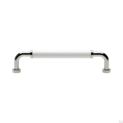 Long furniture handle Brohult M 128 Polished nickel with white