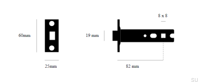 Latch 82 Tubular Latch for a Gun Metal Door Handle