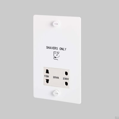 Shaver Socket 115V/230V Steel White British Standard