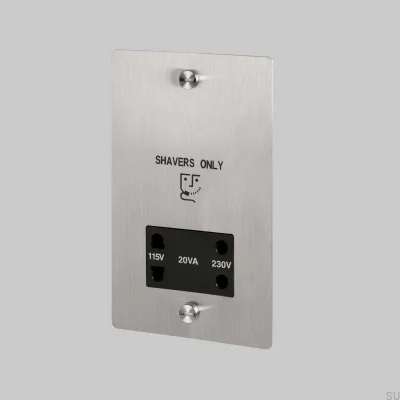 Shaver Socket 115V/230V Steel Silver British Standard