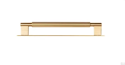 Lengthwise furniture handle with Arpa Plate 192, Aluminum, Gold, Brushed