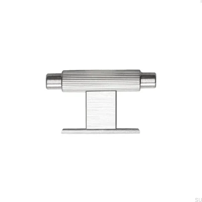 Furniture Knob with T-Bar Arpa Plate Aluminum Silver Brushed