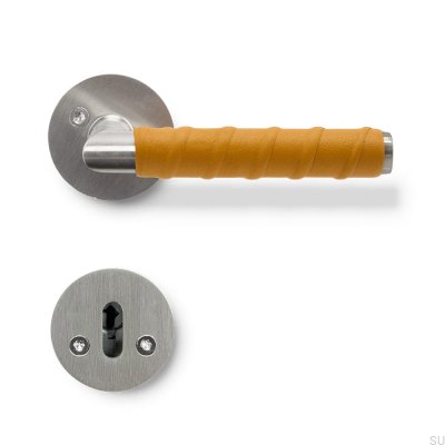 Kastrup 04 Silver Door Handle with Leather Standard Scandinavian