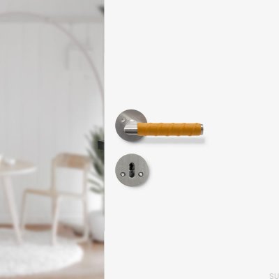 Kastrup 04 Silver Door Handle with Leather Standard Scandinavian