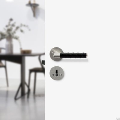 Kastrup 04 Silver with Black Standard Scandinavian Door Handle