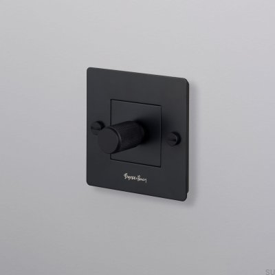 LED Cross 1G 250W Momentary Dimmer Switch Steel Black European Standard