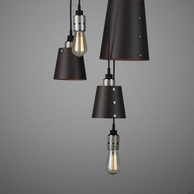 Chandelier with shades 6.0 Hooked 2.6 m Steel Graphite with Silver