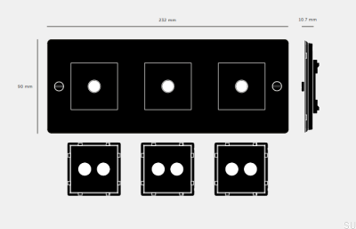 Frame with filling Horizontal Plate 3G Steel Silver European Standard