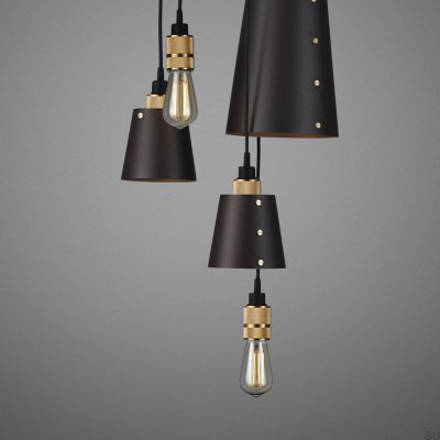 Chandelier with shades 6.0 Hooked 2 m Steel Graphite with Brass