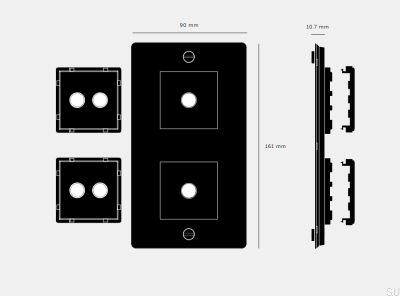 Frame with filling Vertical Plate 2G Steel Silver European Standard