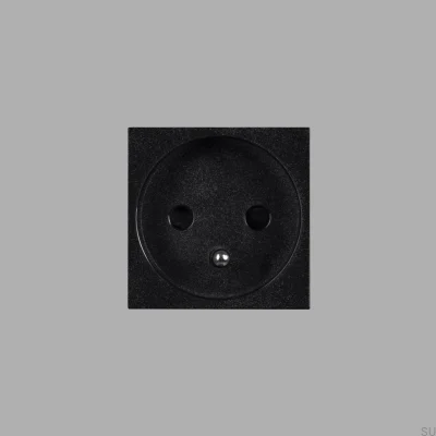 Single Modular Socket Type E French Belgian 45mm Black European Standard