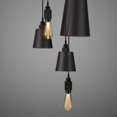 Chandelier with shades 6.0 Hooked 2 m Steel Graphite with Burnt Bronze