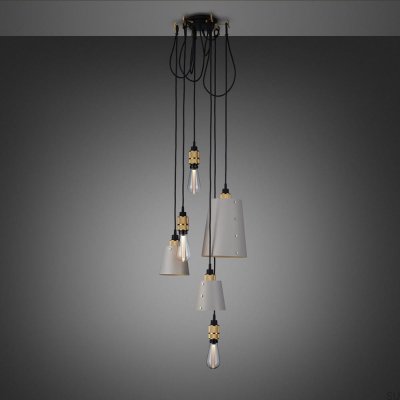 Chandelier with shades 6.0 Hooked 2 m Steel Gray with Brass