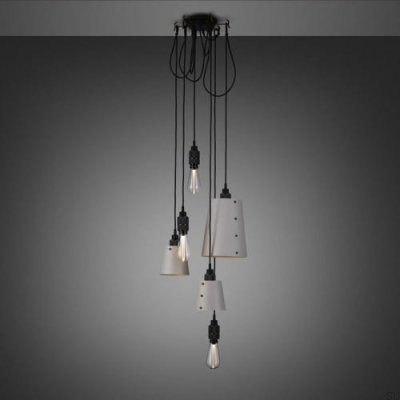 Chandelier with shades 6.0 Hooked 2.6 m Steel Gray with Burnt Bronze