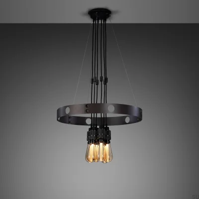 Hero 3 m adjustable pendant chandelier in Graphite Steel with Burnt Bronze