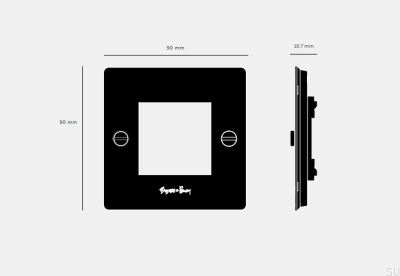 Frame with logo insert Plate 1G Steel Black European Standard