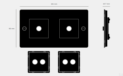 Frame with filling Horizontal Plate 2G Steel White European Standard