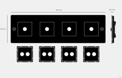 Frame with filling Horizontal Plate 4G Brass European Standard