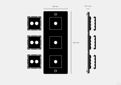 Frame with filling Vertical Plate 3G Steel Black European Standard