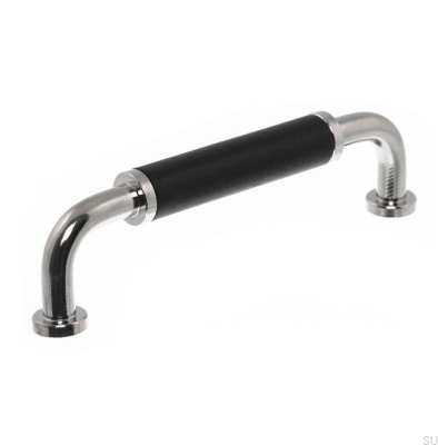 Oblong furniture handle 4820M 96 Polished Nickel with Black