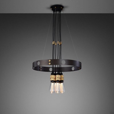 Hero 3 m adjustable pendant chandelier, Graphite Steel with Brass