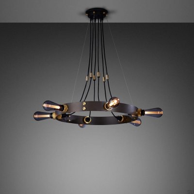 Hero 3 m adjustable pendant chandelier, Graphite Steel with Brass