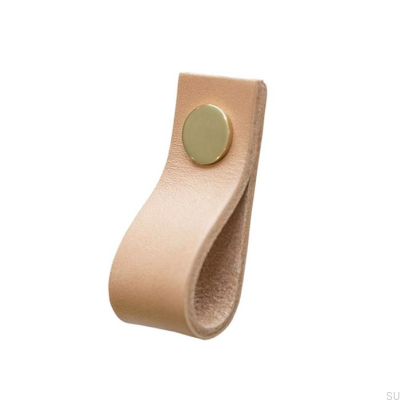 Furniture handle Loop Leather with gold