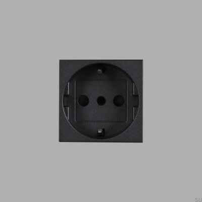 Single Modular Socket Type F + L Italian 45mm Black European Standard