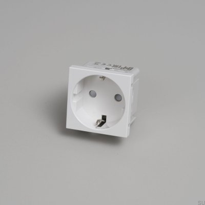 Single modular socket Type F Schuko 45mm White European Standard