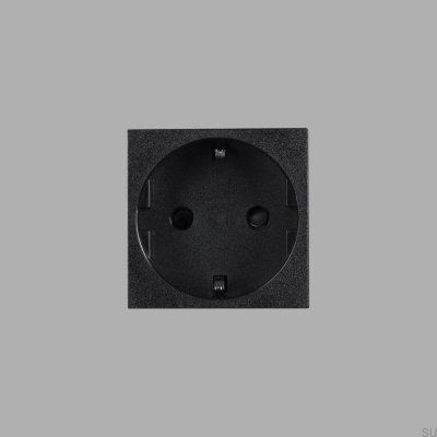 Single modular socket Type F Schuko 45mm Black European Standard