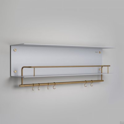 Shelf with hangers Hanger Steel Gray with Brass