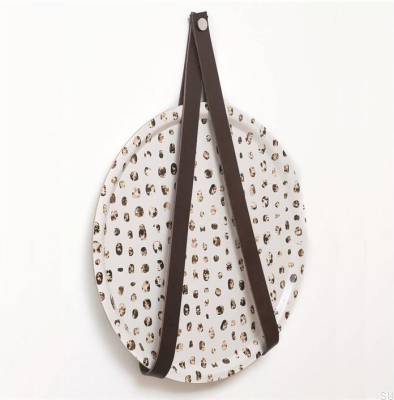 Wall hanger 0150L Leather Dark Brown with Silver