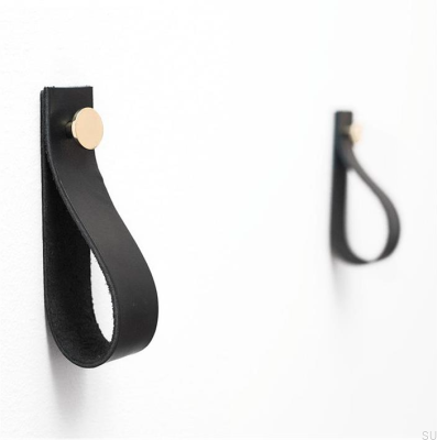 Wall hanger 0153L Leather Black with Gold