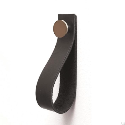 Wall hanger 0153L Black Leather with Brushed Silver